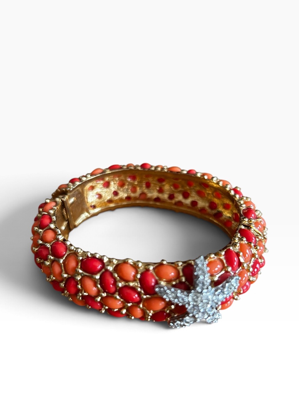 Vintage Kenneth Jay Lane Coral Cabochon SEALIFE  bracelet